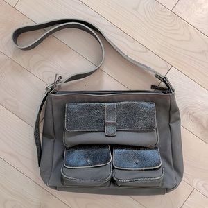 Olive green canvas messenger bag